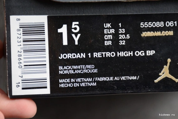 Cheap Jordan Kid Kids Og Red' 555088-061  High Air 555088-061 Retro  1 'Gym 0510